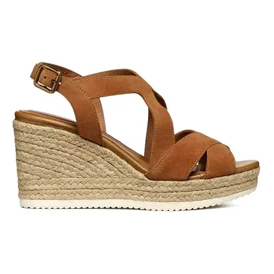 Geox espadrilles velúrból D PONZA barna, éksarkú, D35GVC C6001