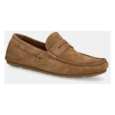 Tommy Hilfiger velúr mokaszin CASUAL SUEDE DRIVER barna, férfi, FM0FM04998