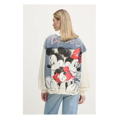 Desigual pamut melegítőfelső MICKEY MOUSE bézs, női, nyomott mintás, 25SWSK39