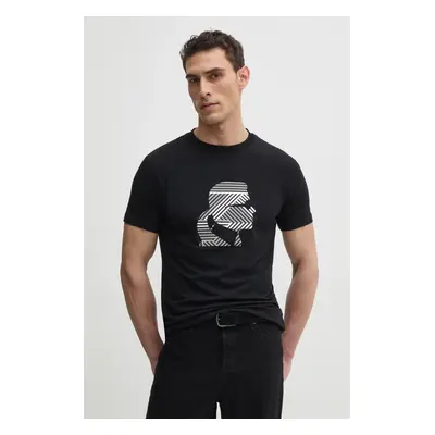 Karl Lagerfeld t-shirt fekete, férfi, nyomott mintás, 551221.755088