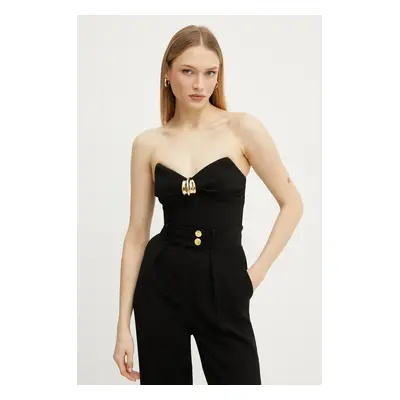 Elisabetta Franchi top fekete, női, sima, TO01851E2