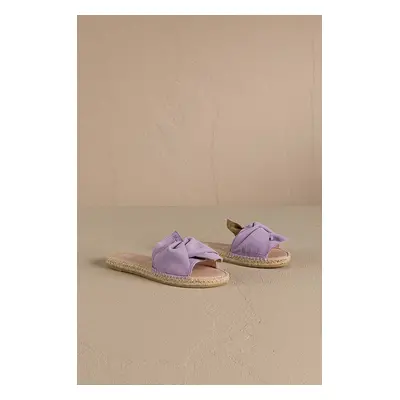 Manebi papucs velúrból Hamptons Sandals With Knot lila, női, W 1.3 JK