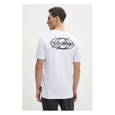 PLEIN SPORT t-shirt fehér, férfi, nyomott mintás, SAEC MTK8012 STE001N