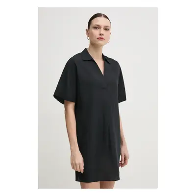 Calvin Klein ruha vászonkeverékből fekete, mini, oversize, K20K208382