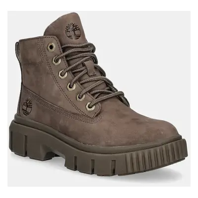 Timberland munkabakancs bőrből Greyfield barna, női, platformos, TB0A2FT6EM51