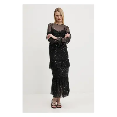 Never Fully Dressed ruha Star Mesh fekete, maxi, egyenes, NFDDR1804