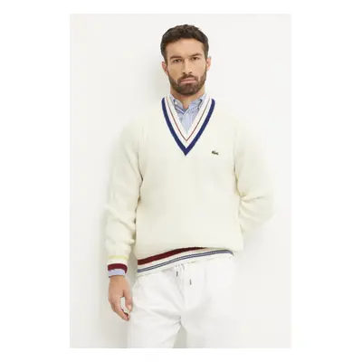 Lacoste gyapjú pulóver meleg, férfi, bézs, AH3133