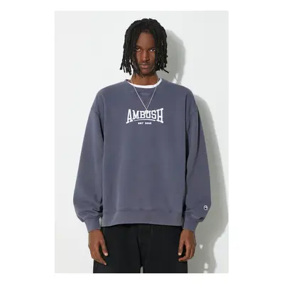 AMBUSH pamut melegítőfelső Graphic Crewneck Insignia férfi, nyomott mintás, BMBA001S24FLE