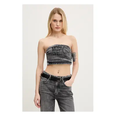 Moschino Jeans top szürke, női, nyomott mintás, 3219