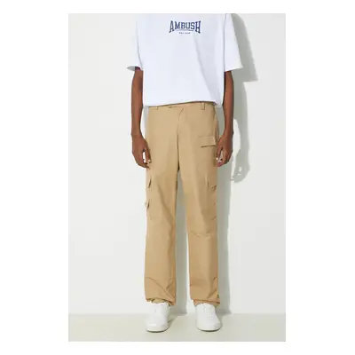 AMBUSH pamut nadrág Slim Cargo Pants Tree barna, egyenes, BMCF001S24FAB