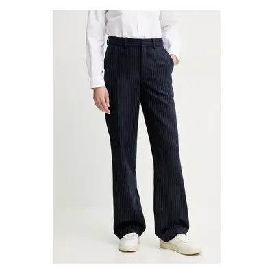 A.P.C. gyapjú nadrág pantalon jane női, sötétkék, magas derekú egyenes, WOARO.F08467