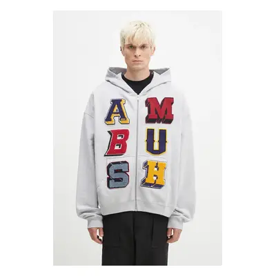 AMBUSH felső Zip Up Sweatshirt szürke, férfi, nyomott mintás, kapucnis, BMBE003F24FLE0020505