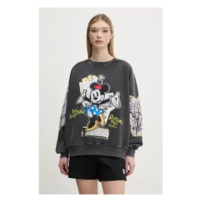 Desigual pamut melegítőfelső MINNIE szürke, női, nyomott mintás, 25SWSK25