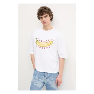 Fiorucci pamut póló Banana Sound Print Regular Fit T-Shirt fehér, férfi, nyomott mintás, U02SPTS