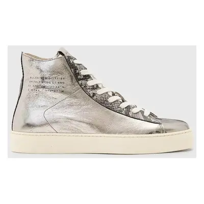 AllSaints bőr sneaker Tana Metallic High Top ezüst, W118FB