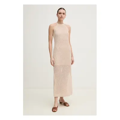 Dkny ruha bézs, maxi, testhezálló, DJ5R0627