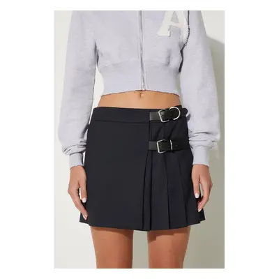 AMBUSH gyapjú szoknya Belts Mini Skirt sötétkék, mini, harang alakú, BWCU006F24FAB0014600