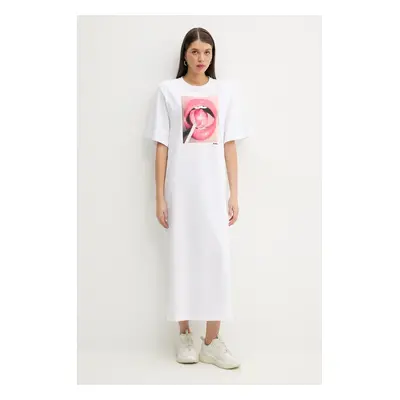 Fiorucci pamut ruha Lollipop Mouth Print Maxi T-Dress fehér, maxi, egyenes, W02SPDTS108CJ01WH03