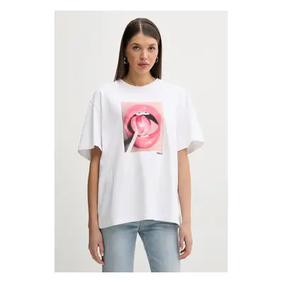 Fiorucci pamut póló Lollipop Mouth Print Boxy T-Shirt női, fehér, U02SPTSH103CJ01WH09