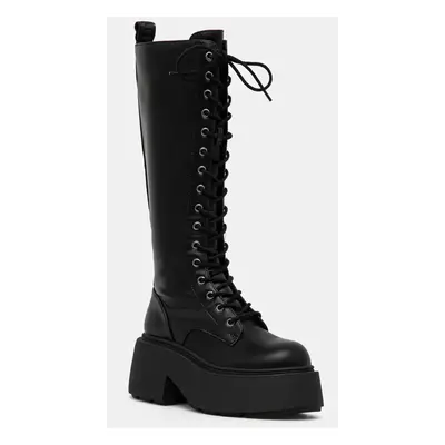 Buffalo csizma Vicious Lace Up Hi fekete, női, platformos, 1622482-BLK