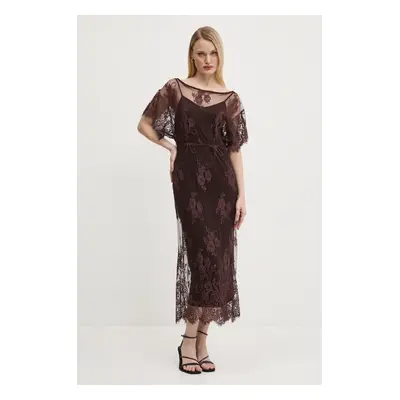 Never Fully Dressed ruha Lace Tilly barna, midi, egyenes, NFDDR1853