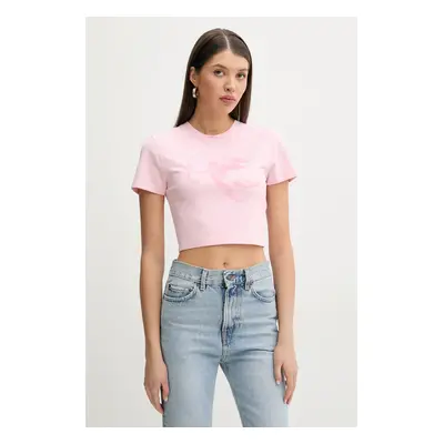 Fiorucci pamut póló Cupid Print Cropped T-Shirt női, rózsaszín, W02SPTSH094CJ03PN02