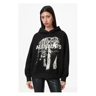 AllSaints pamut melegítőfelső KIT TALON fekete, női, nyomott mintás, kapucnis, W152JB