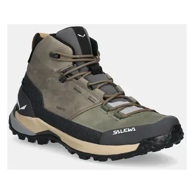 Salewa cipő Puez Leather Mid PTX zöld, férfi, 00.0000061459