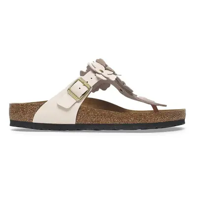 Birkenstock bőr flip-flop Gizeh Flowers rózsaszín, női, lapos talpú