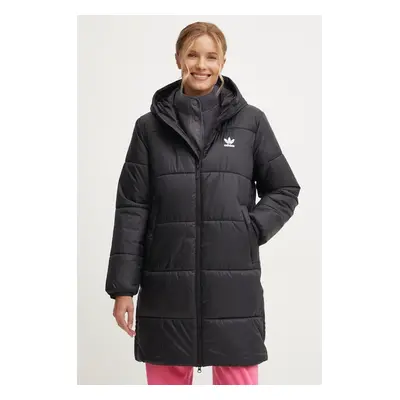 adidas Originals rövid kabát Long Puffer női, fekete, téli, IW5858