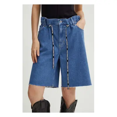 Karl Lagerfeld Jeans farmer rövidnadrág női, sima, magas derekú, 245J1119