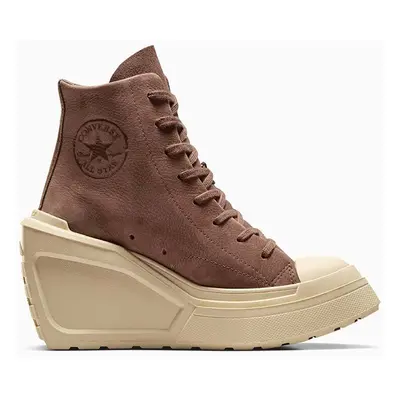 Converse bőr sneaker Chuck De Luxe Wedge barna, női, A08247C