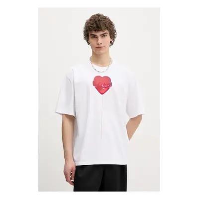 Fiorucci pamut póló Lollipop Heart Print Boxy Fit T-Shirt fehér, férfi, nyomott mintás, U02SPTSH