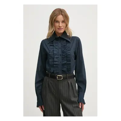 Barbour pamut ing Barbour x Alexa Chung női, galléros, sötétkék, regular, LSH1657