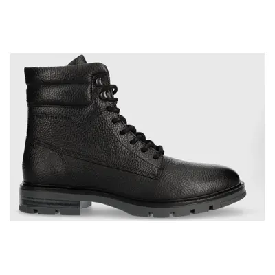 Tommy Hilfiger bőr cipő WARM PADDED LTH BOOT fekete, férfi, FM0FM04802