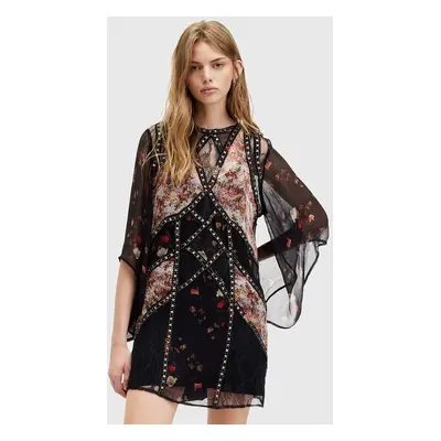 AllSaints ruha LUCIA KORA DRESS fekete, mini, egyenes, W103DA