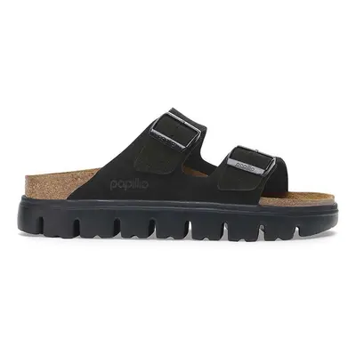 Birkenstock papucs velúrból Arizona Chunky Birkenstock x Papillio fekete, női, platformos