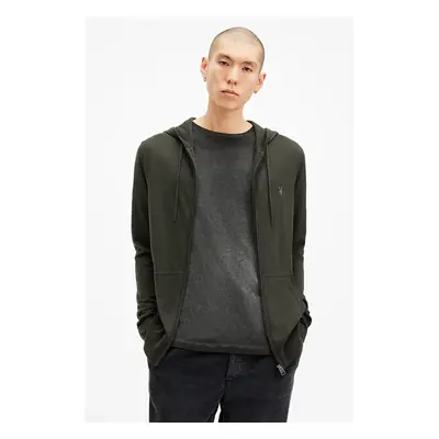 AllSaints gyapjú felső MODE MERINO ZIP HOOD zöld, melange, kapucnis, M084KB