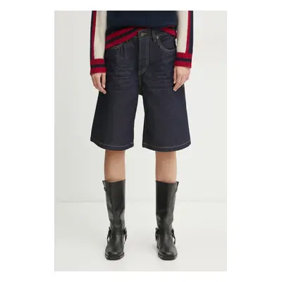 Diesel farmer rövidnadrág DE-SIRE-SHORT SHORTS női, sötétkék, sima, magas derekú, A14051.0GRDV