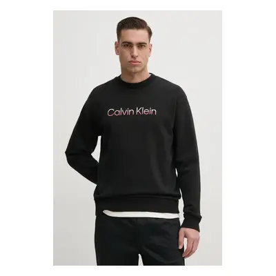 Calvin Klein pamut melegítőfelső fekete, férfi, nyomott mintás, K10K114265