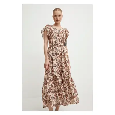 Bruuns Bazaar ruha vászonkeverékből ZeodaryBBMaysie dress rózsaszín, maxi, harang alakú, BBW3934