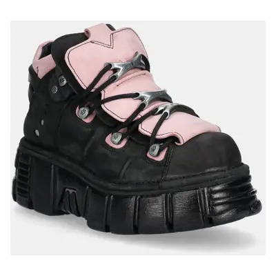 New Rock nubuk tornacipő Nobuck Negro + Nobuck Rosa + Tower Negro Lateral fekete, M-106-C26