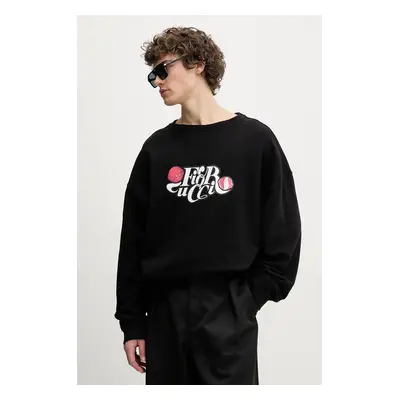 Fiorucci pamut melegítőfelső Curly Lollipop Logo Relaxed Fit Sweatshirt fekete, férfi, nyomott m