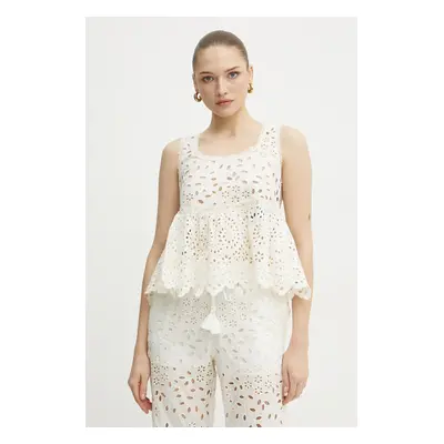 Ermanno Scervino pamut top fehér, női, nyomott mintás, 56TL001EN3