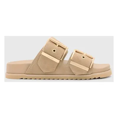 AllSaints papucs velúrból Sian Sandal bézs, női, W035FC