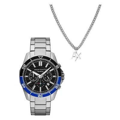 Armani Exchange karóra és nyaklánc SPENCER ezüst, férfi, AX7166SET