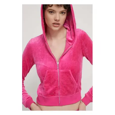 Juicy Couture felső rózsaszín, női, nyomott mintás, kapucnis