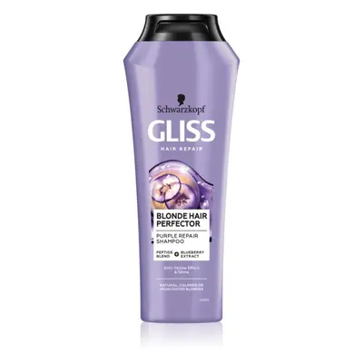 Schwarzkopf Gliss Blonde Hair Perfector hajsampon semlegesíti a sárgás tónusokat 250 ml