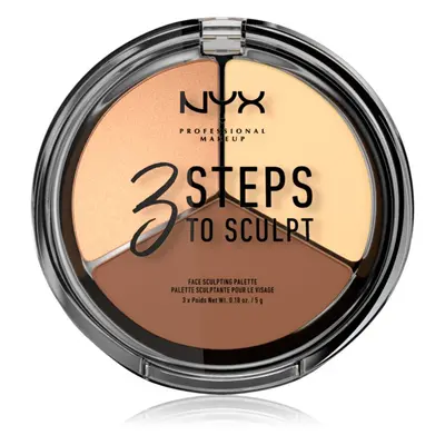 NYX Professional Makeup 3 Steps To Sculpt Púderes highlight és kontúr paletta árnyalat 02 Light 