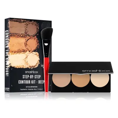 Smashbox Step By Step Contour Kit Púderes highlight és kontúr paletta ecsettel árnyalat Light/Me